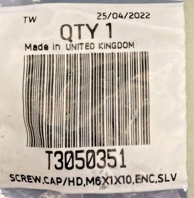 NEW GENUINE TRIUMPH T3050351 - Screw, Cap/hd, M6 X 10, Slv, Enc
