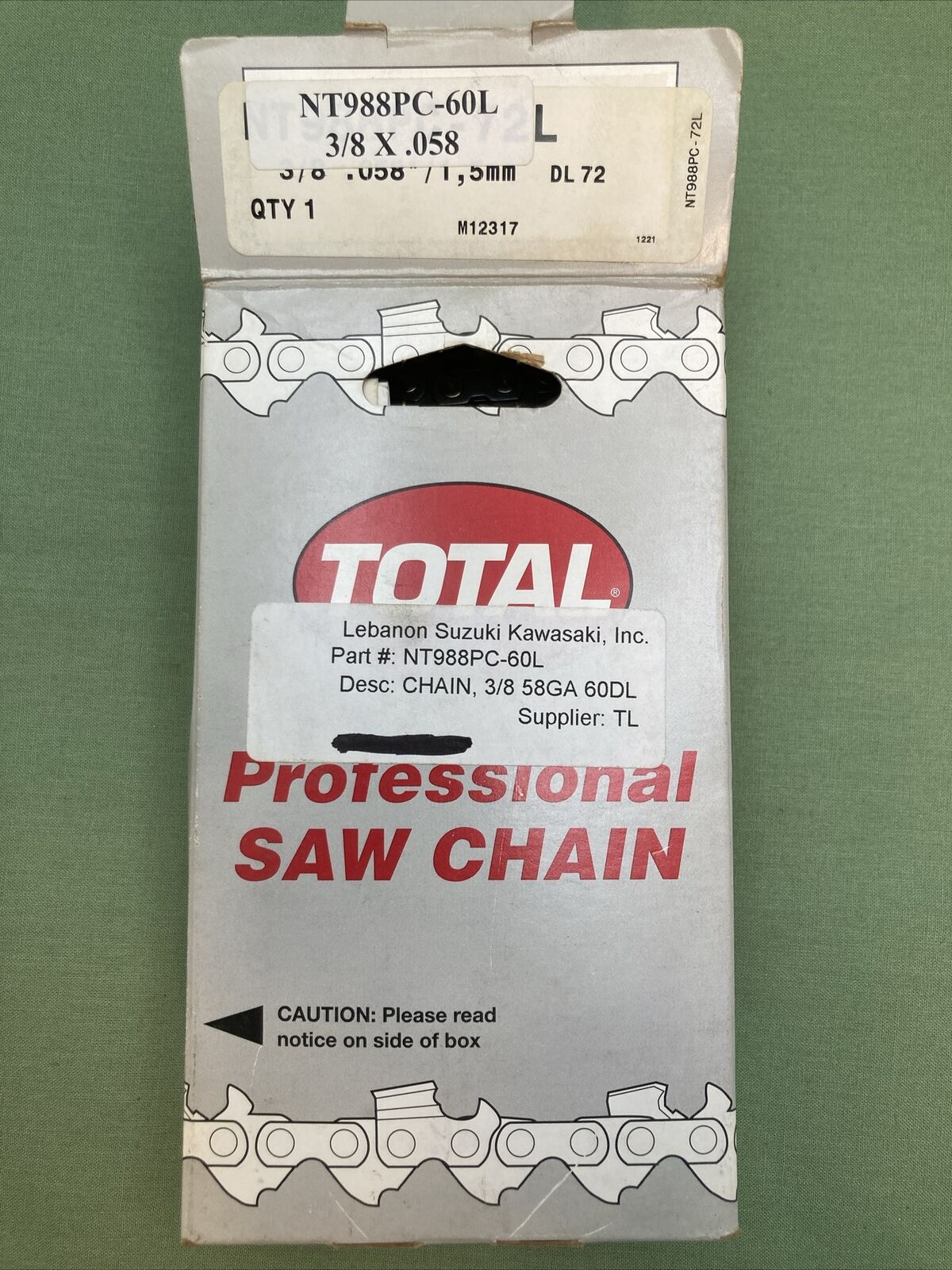 NEW GENUINE TOTAL NT988PC-60L 16" CHAINSAW CHAIN 3/8 .058GA 60DL