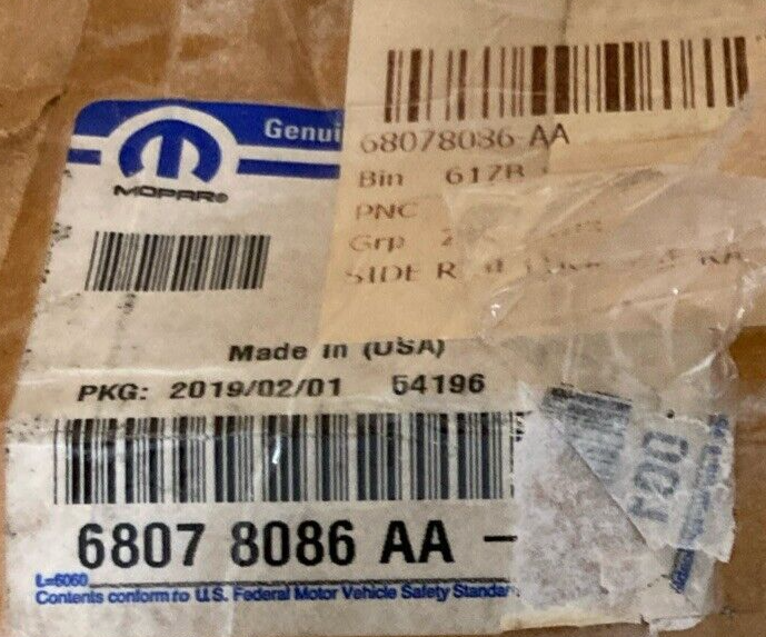 NEW GENUINE MOPAR 68078086AA Luggage Rack Side Rail Right
