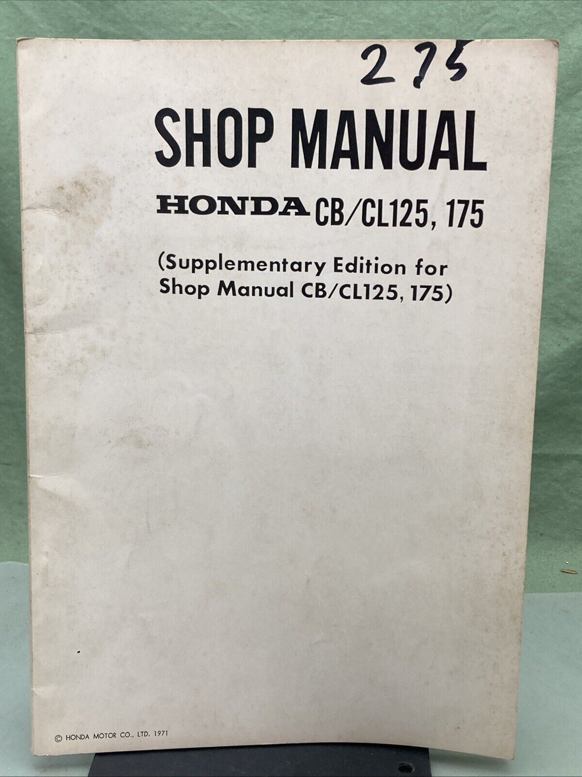 GENUINE HONDA 623041 CB/CL125/175 SHOP MANUAL SUPPLEMENT 1971