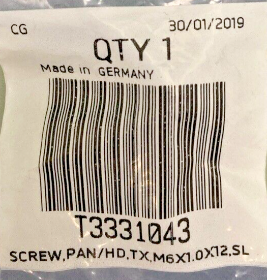 NEW GENUINE TRIUMPH T3331043 Screw, Pan/hd, Tx, M6X1.0X12, Slv