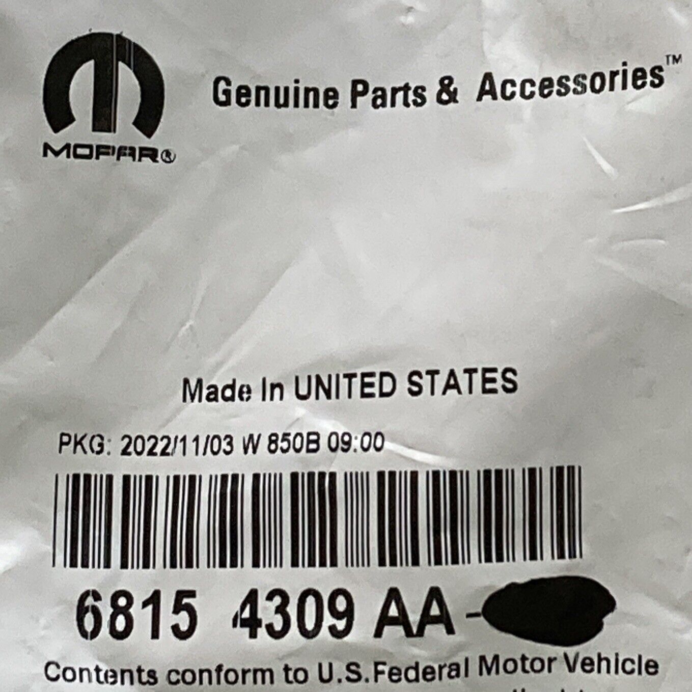 NEW GENUINE MOPAR 68154309AA Fog Lamp Jumper Wiring 2013-2022 Ram