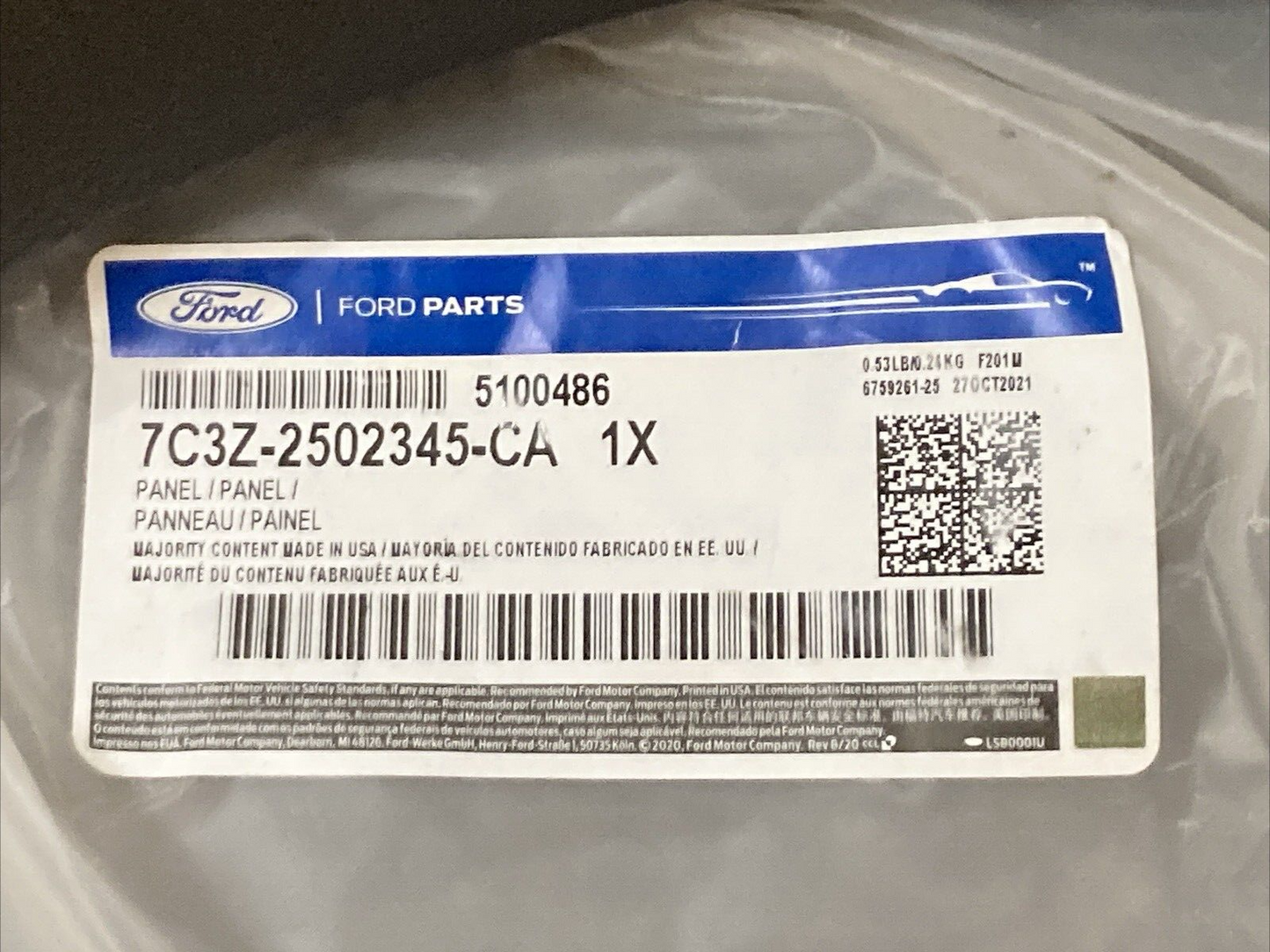 NEW GENUINE FORD 7C3Z-2502345-CA COWL KICK PANEL LEFT BLACK