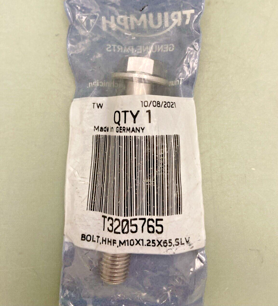 NEW GENUINE TRIUMPH T3205765 Bolt, Hhf, M10 X 65, Slv
