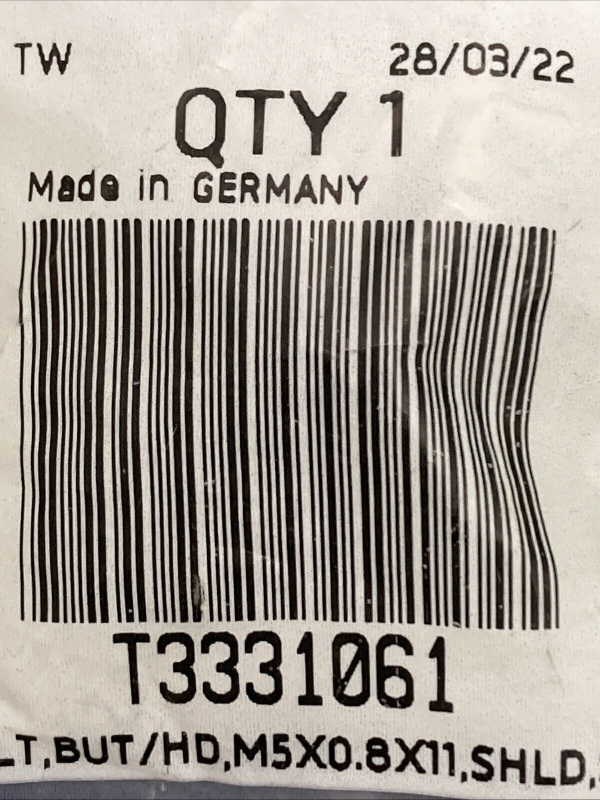 NEW GENUINE TRIUMPH T3331061 Bolt, But/hd, M5 X 11, Shld, Slv