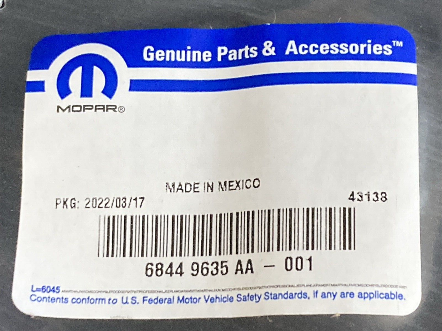 NEW GENUINE MOPAR 6849635AA Bumper