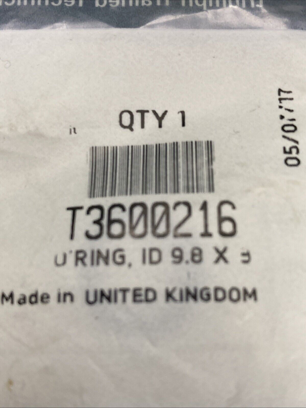 NEW GENUINE TRIUMPH T3600216 O Ring, Id 9.8 X 3