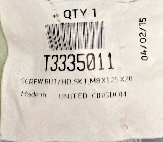 NEW GENUINE TRIUMPH T3335011 Screw, But/hd, Skt, M8X1.25X20