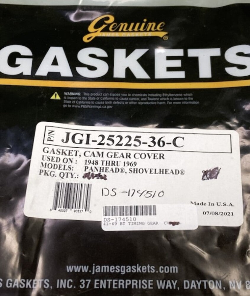Qty 5 James Gasket JGI-25225-36-C Cam Gear Cover Gasket DS-174510 New Genuine