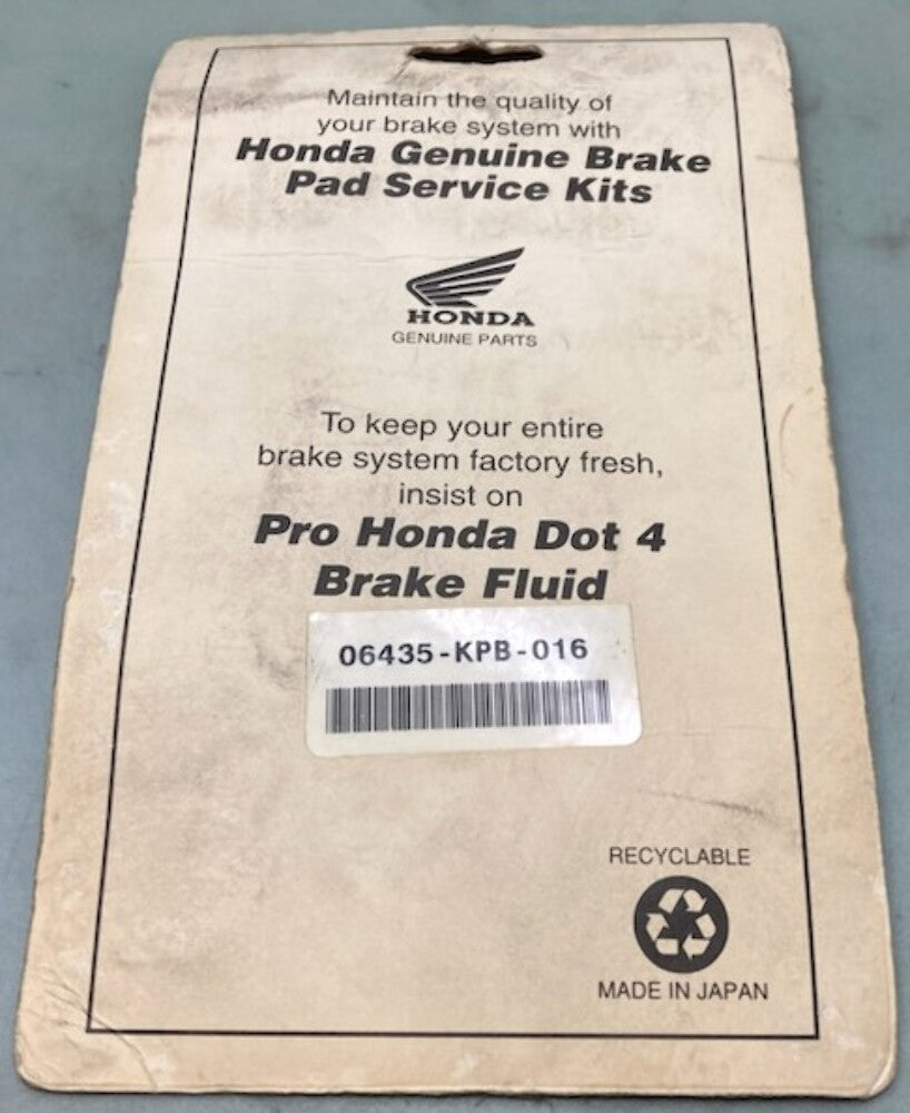 Honda 06435-KPB-016 Pad, Set, Rr. 06435-KPB-026 New Genuine
