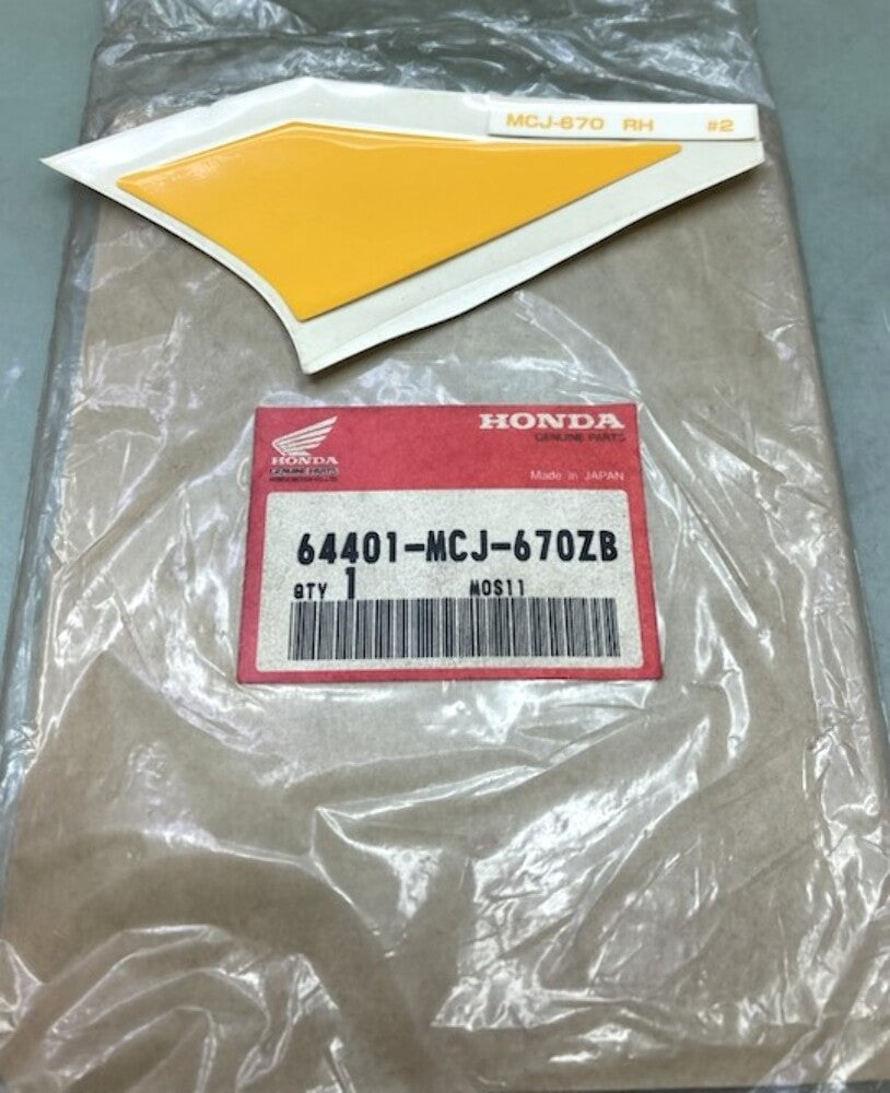 Honda 64401-MCJ-670ZB Stripe, R., Cowl Pearl, Shining, Yellow New Genuine