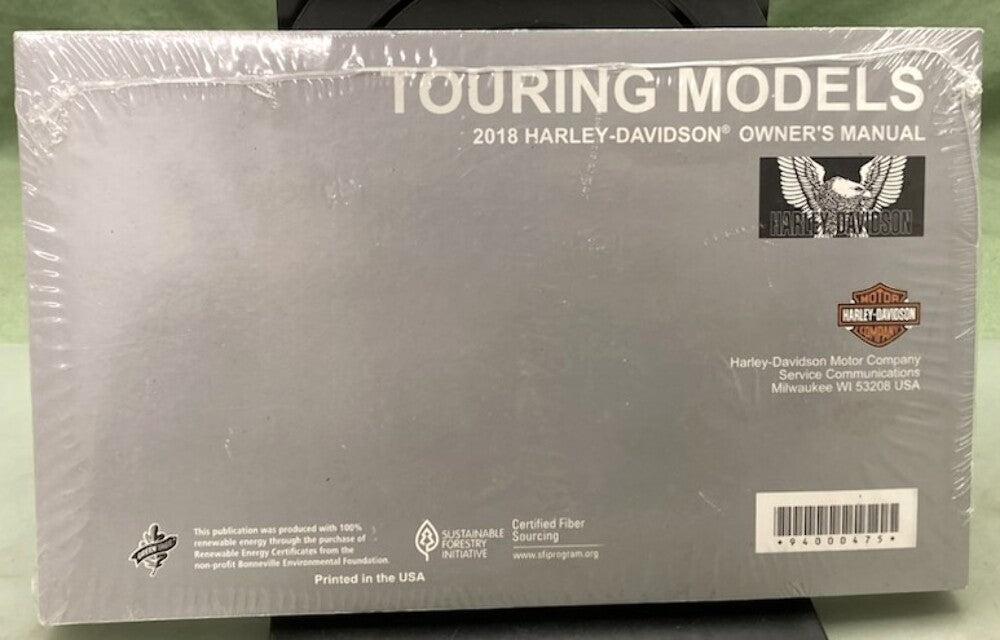 Harley Davidson 94000475 Touring Models Owner's Manual 2018 New Genuine