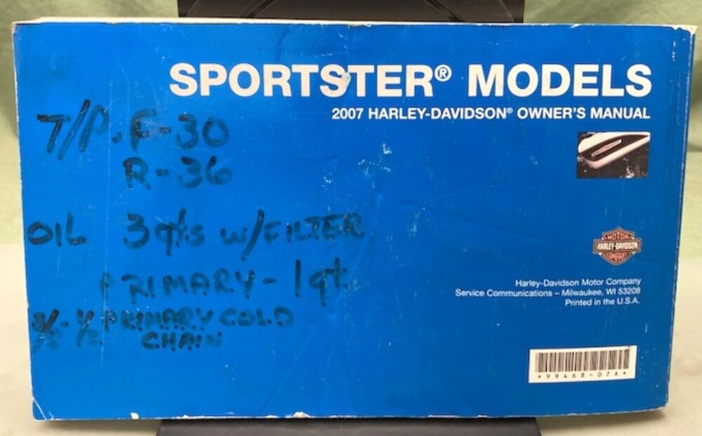 Harley Davidson 99468-07A Sportster Models Owner's Manual 2007 Genuine