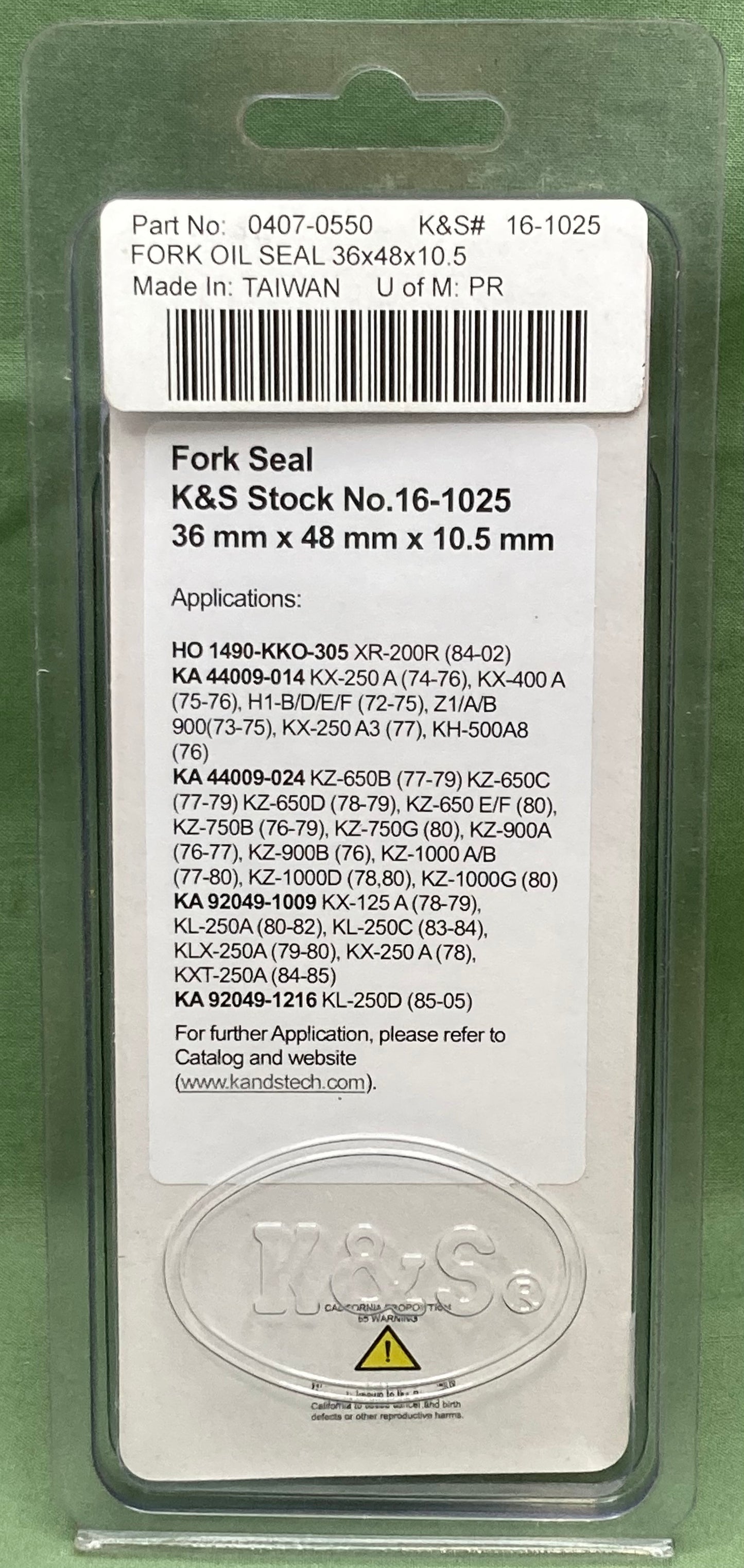 New Genuine K&S 16-1025 Fork Seal Set
