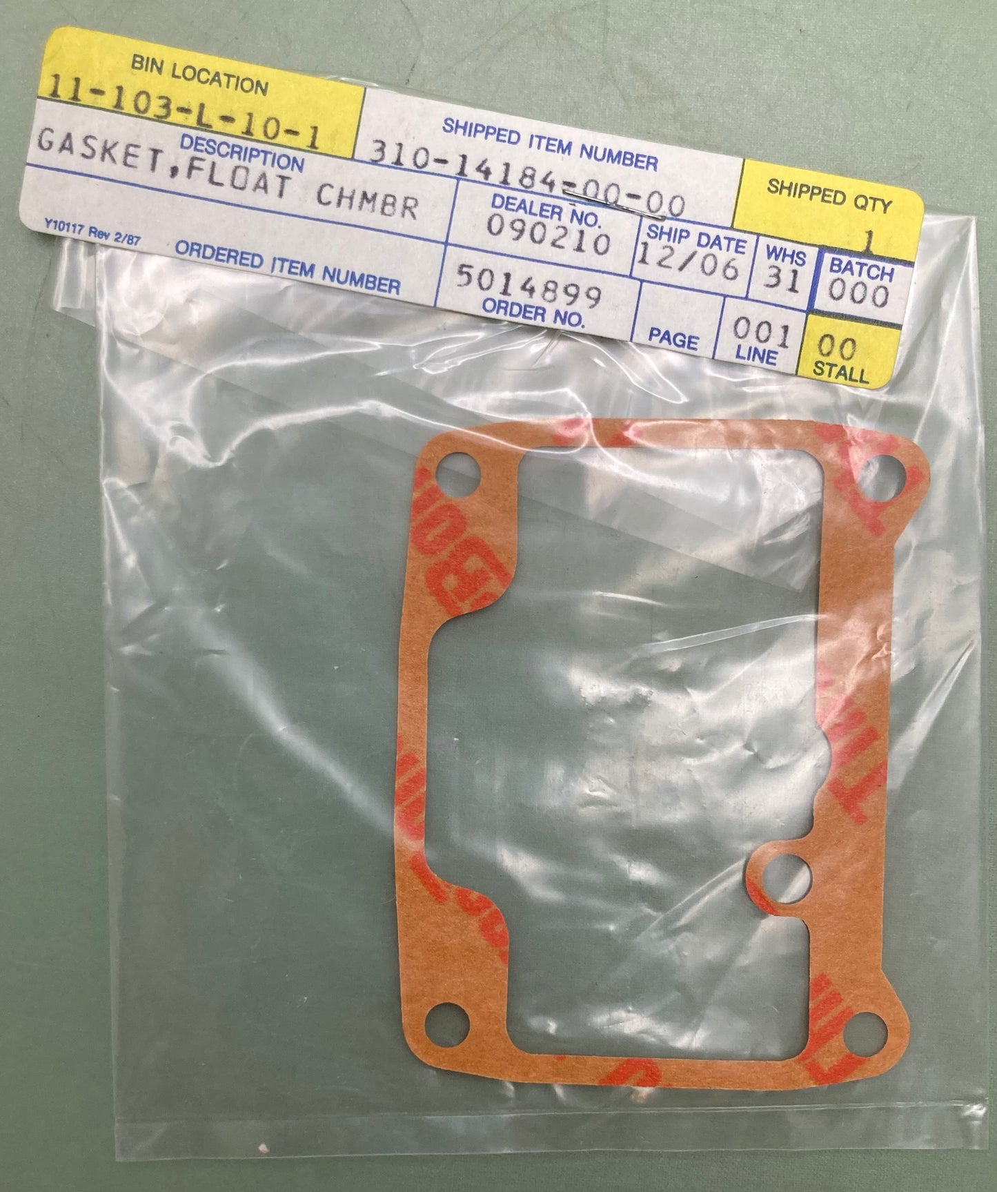 New Replaces Yamaha 310-14184-00 Float Chamber Gasket, 310-14184-00-00
