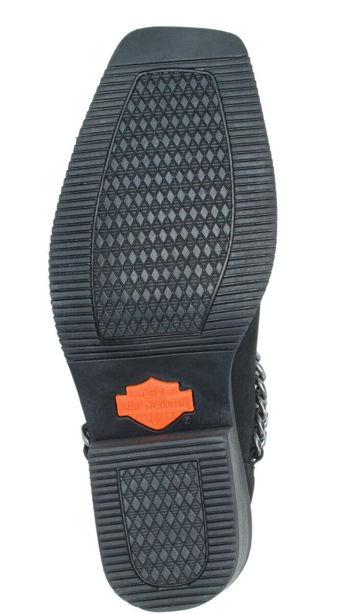 NEW HARLEY DAVIDSON D87241 SIZE 8.5 WOMEN'S KORSEN CHAIN BLK LEATHER ANKLE BOOTS