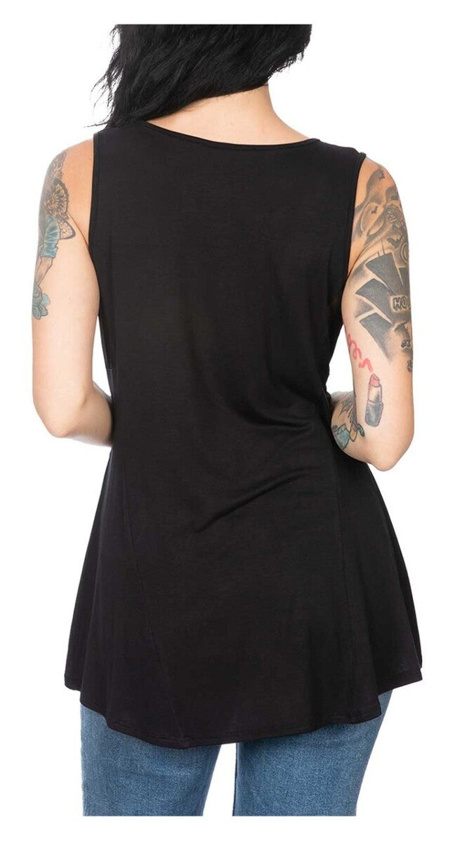 NEW HARLEY DAVIDSON HT4635BLK XSMALL Women's Stoned B&S High-Low Scoop Neck TANK