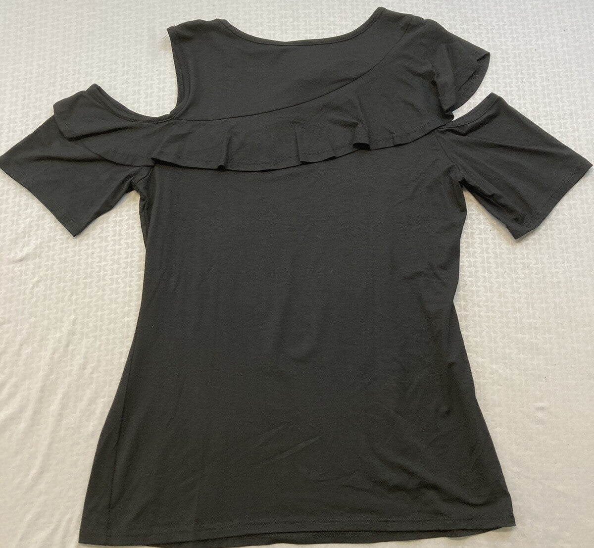 NEW HARLEY DAVIDSON HT4649BLK S WOMENS COLD SHOULDER SCOOP NECK TEE W/RHINESTONE