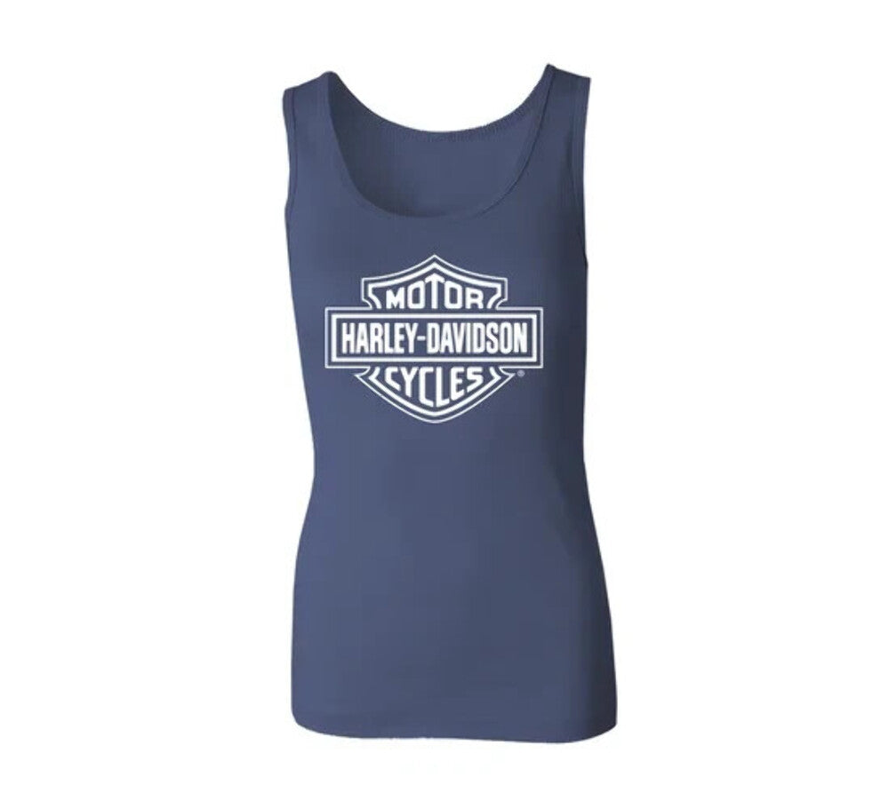 NEW GENUINE HARLEY DAVIDSON 96649-22VW WOMEN'S SMALL TANK KNIT BLUE Bar & Shield