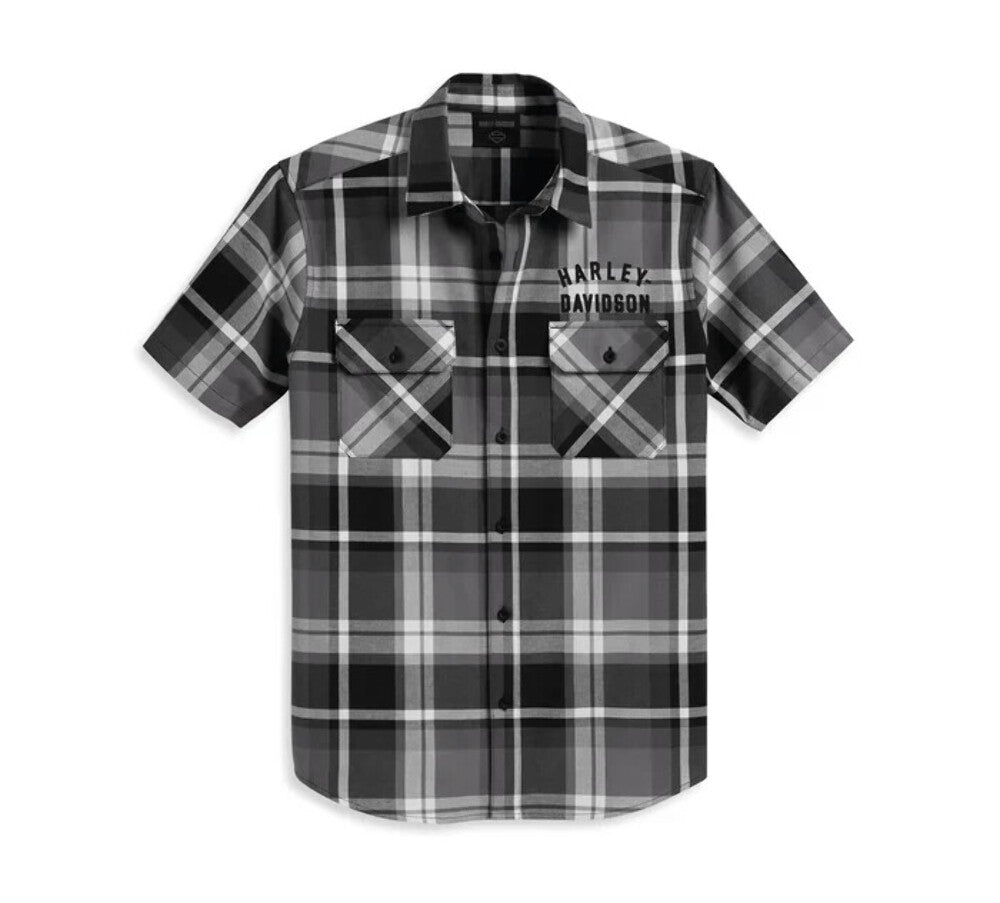 NEW GENUINE HARLEY DAVIDSON 96159-23VM MEN'S MED SHIRT WOVEN NEUTRAL PLAID