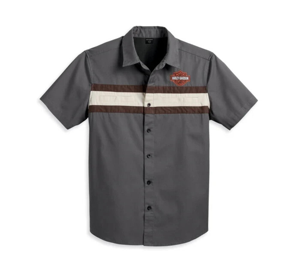 NEW GENUINE HARLEY DAVIDSON 96158-23VM MEN'S MED SHIRT WOVEN DARK GREY