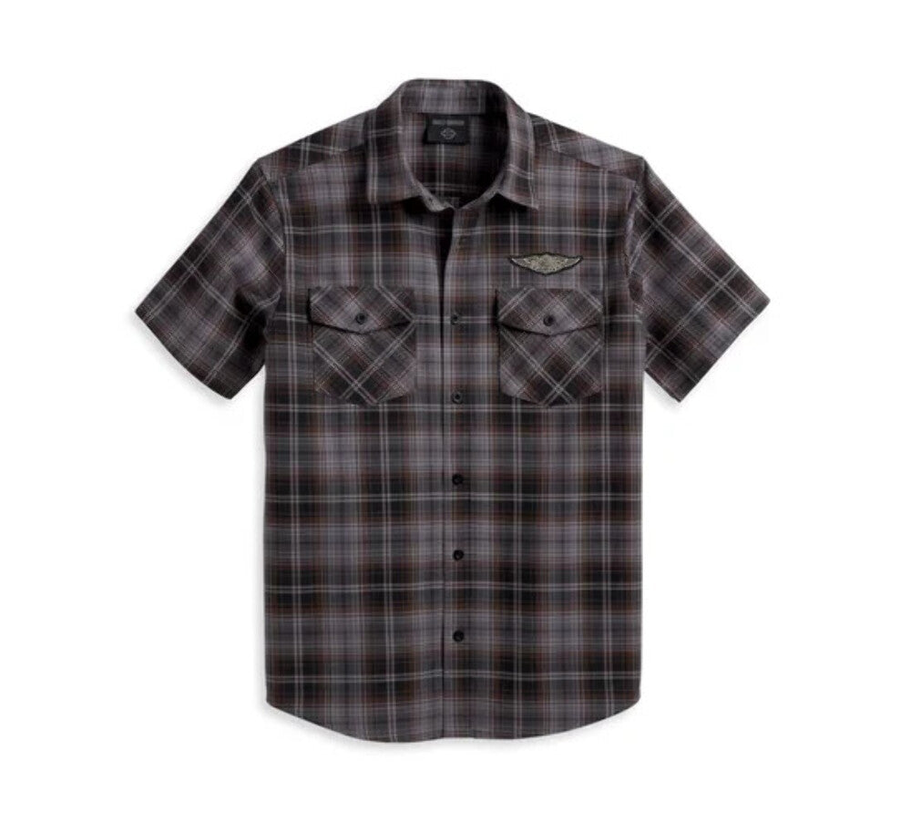 NEW GENUINE HARLEY DAVIDSON 96386-23VM Men's Oval Path Shirt - Black Plaid MED