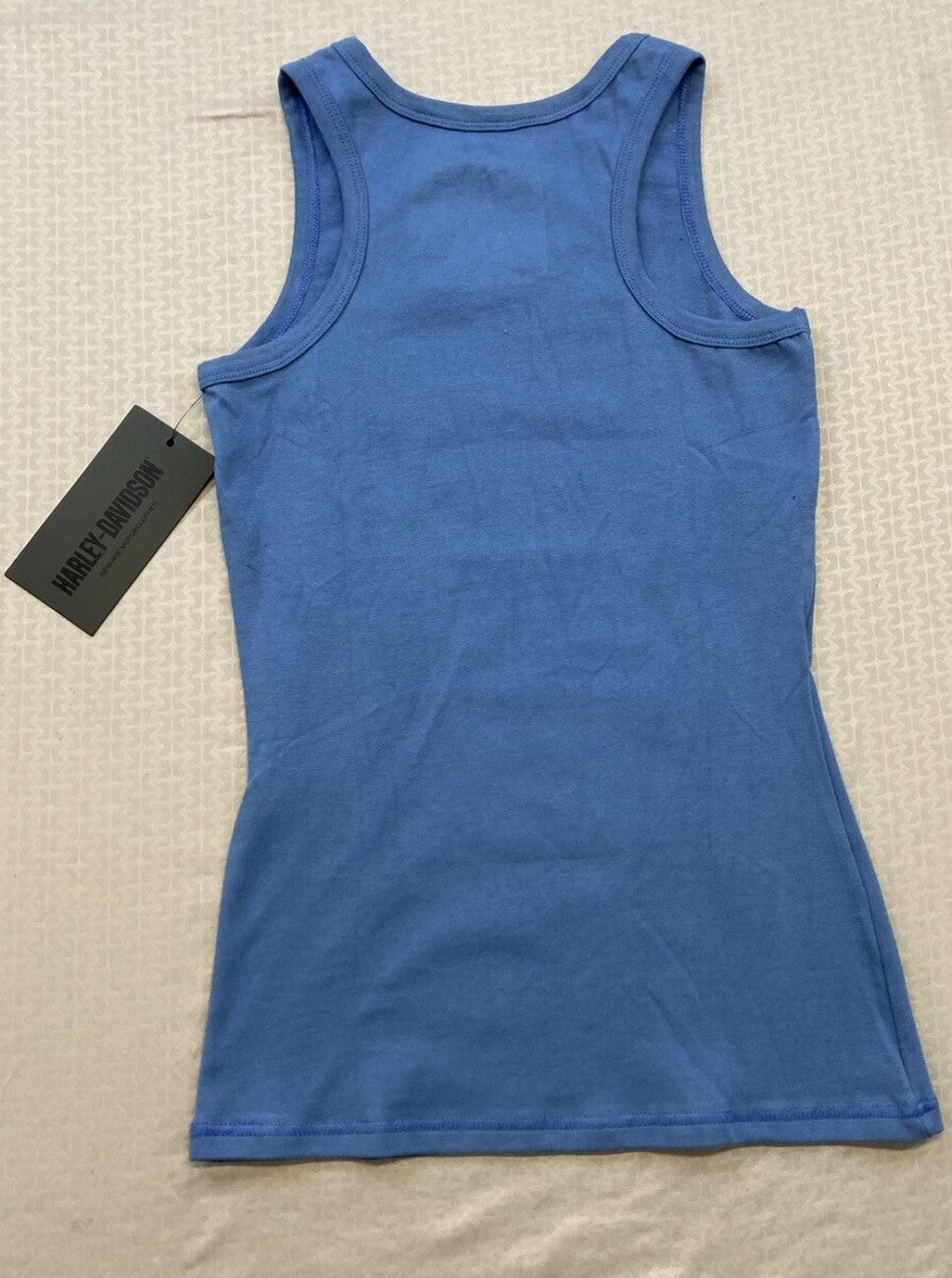 NEW HARLEY DAVIDSON 96652-22VW XS Women's Ultra Classic #1 Rib Tank BLUE