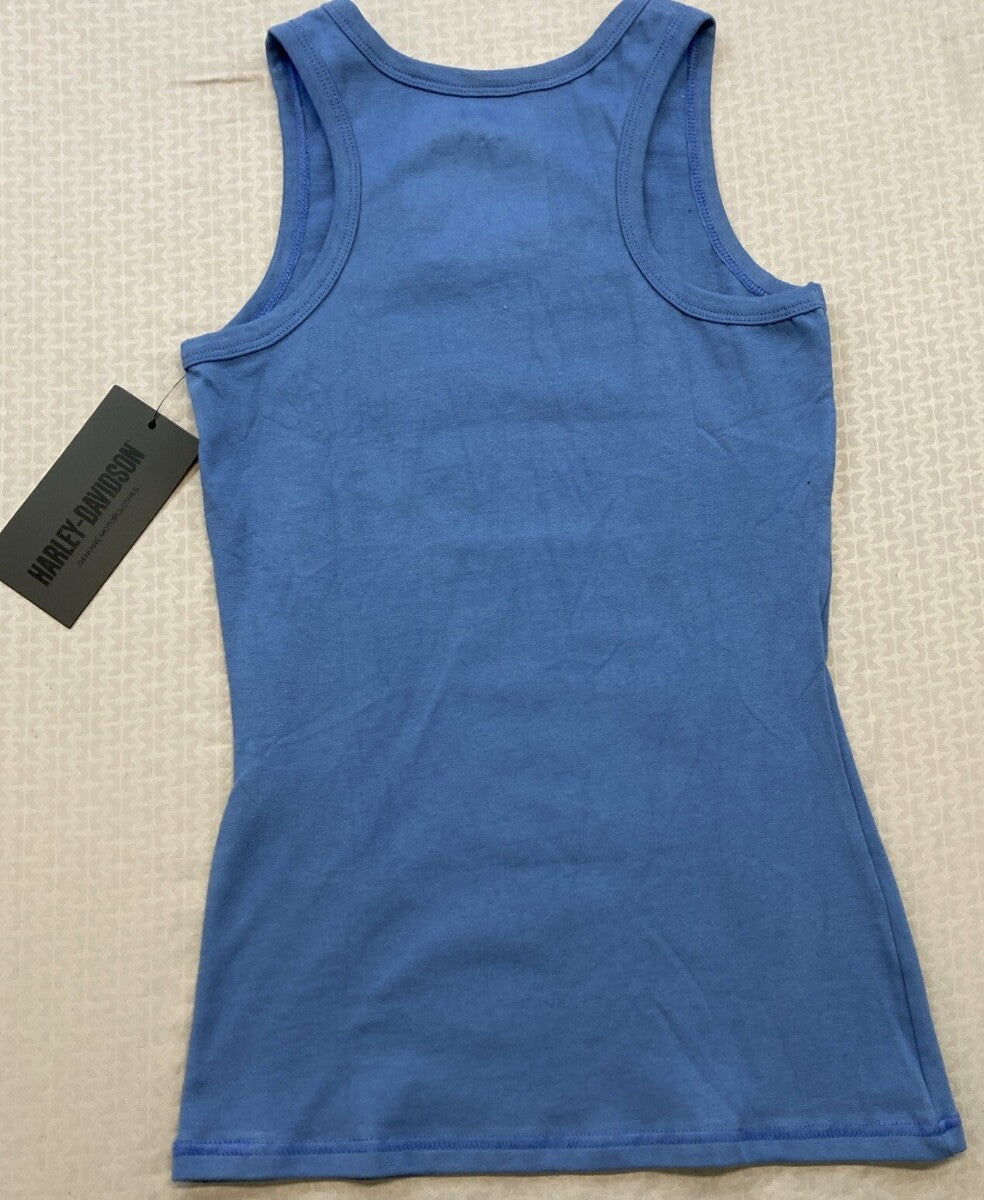 NEW HARLEY DAVIDSON 96652-22VW S Women's Ultra Classic #1 Rib Tank BLUE
