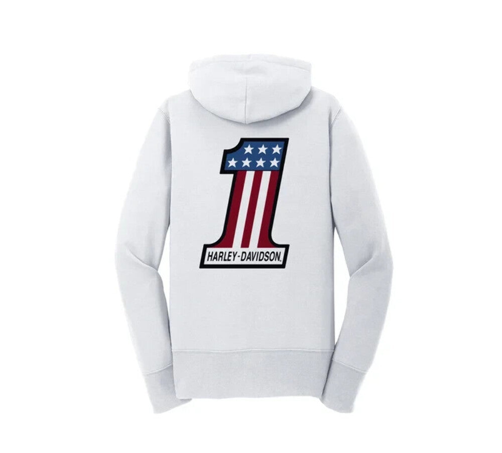 NEW HARLEY DAVIDSON 96603-22VW Women's #1 Zip Front Hoodie - Bright White 2XL