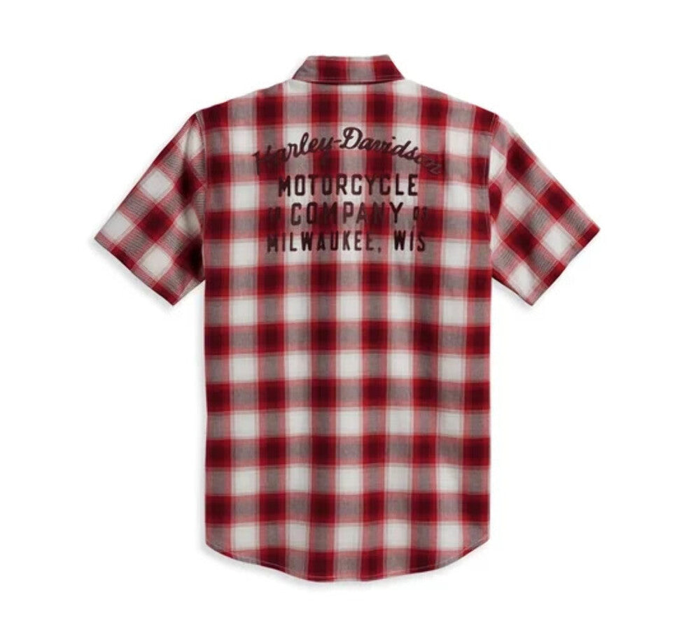 NEW GENUINE HARLEY DAVIDSON 96385-23VM MEN'S MEDIUM SHIRT WOVEN RED PLAID