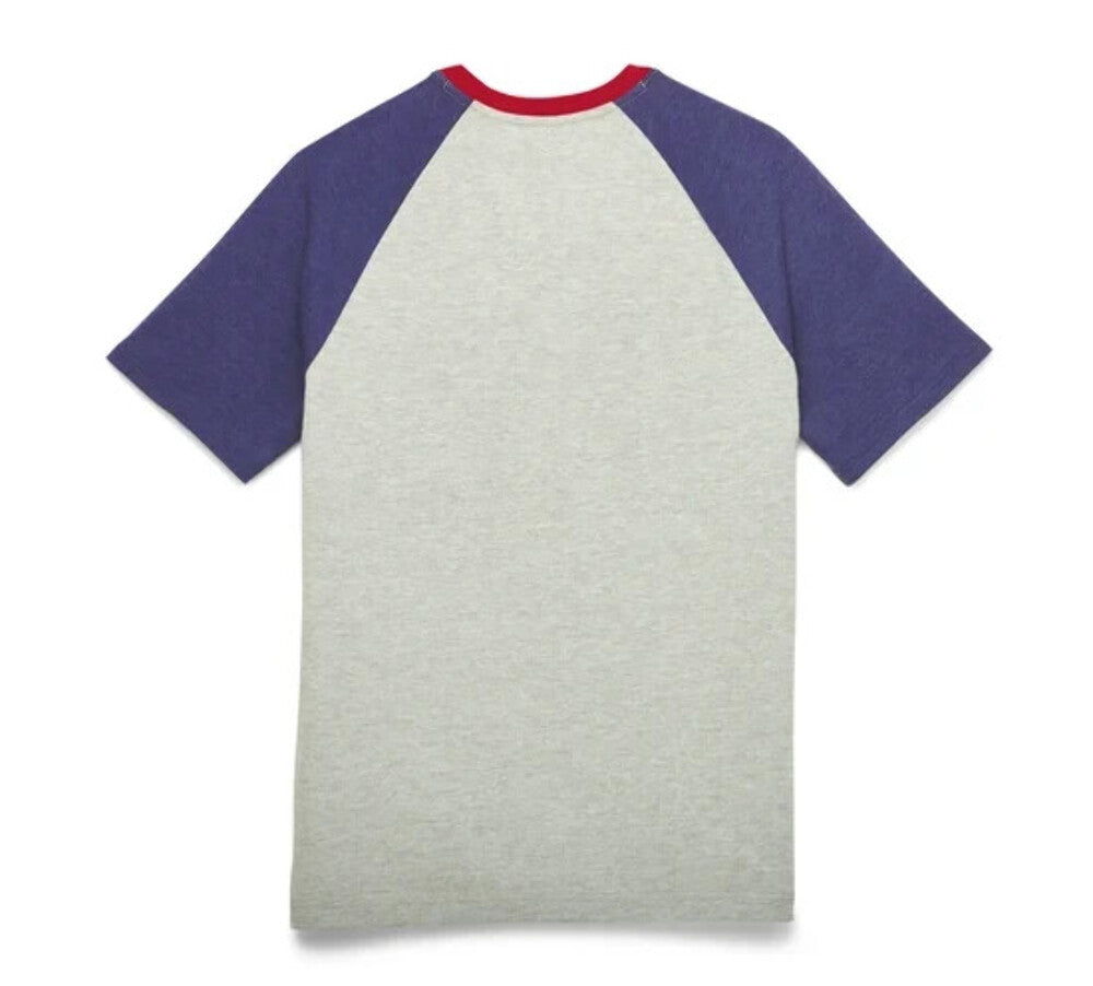 NEW HARLEY DAVIDSON 96533-22VM Men's Classic #1 Raglan Colorblock Knit Tee SM