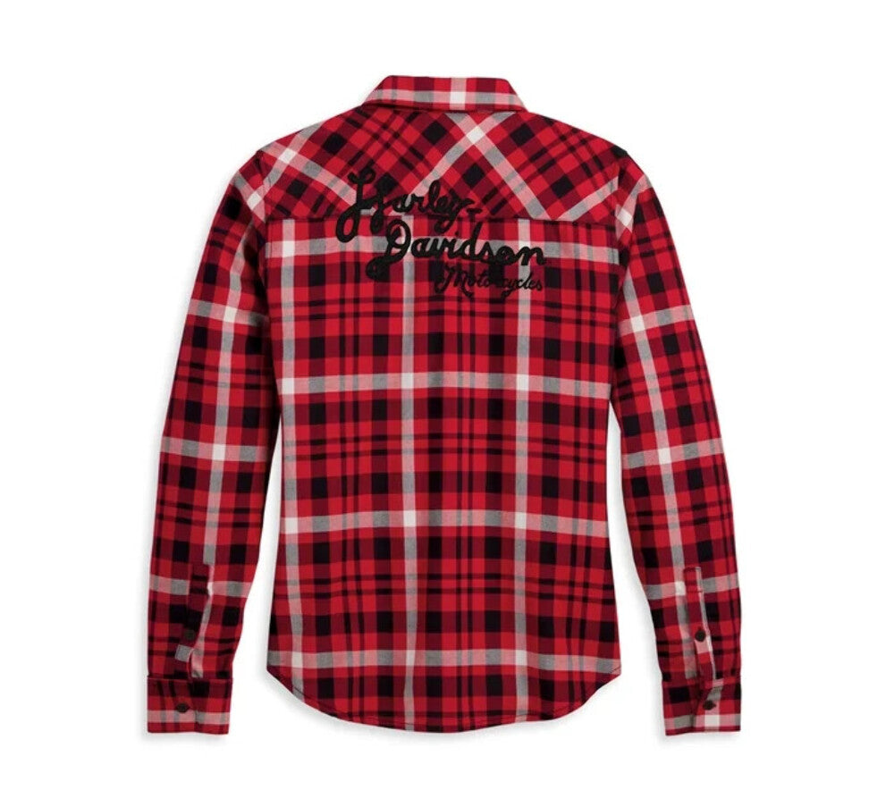 NEW HARLEY DAVIDSON 96476-23VW Women's Retro Script Font Flannel Plaid Shirt 2XL