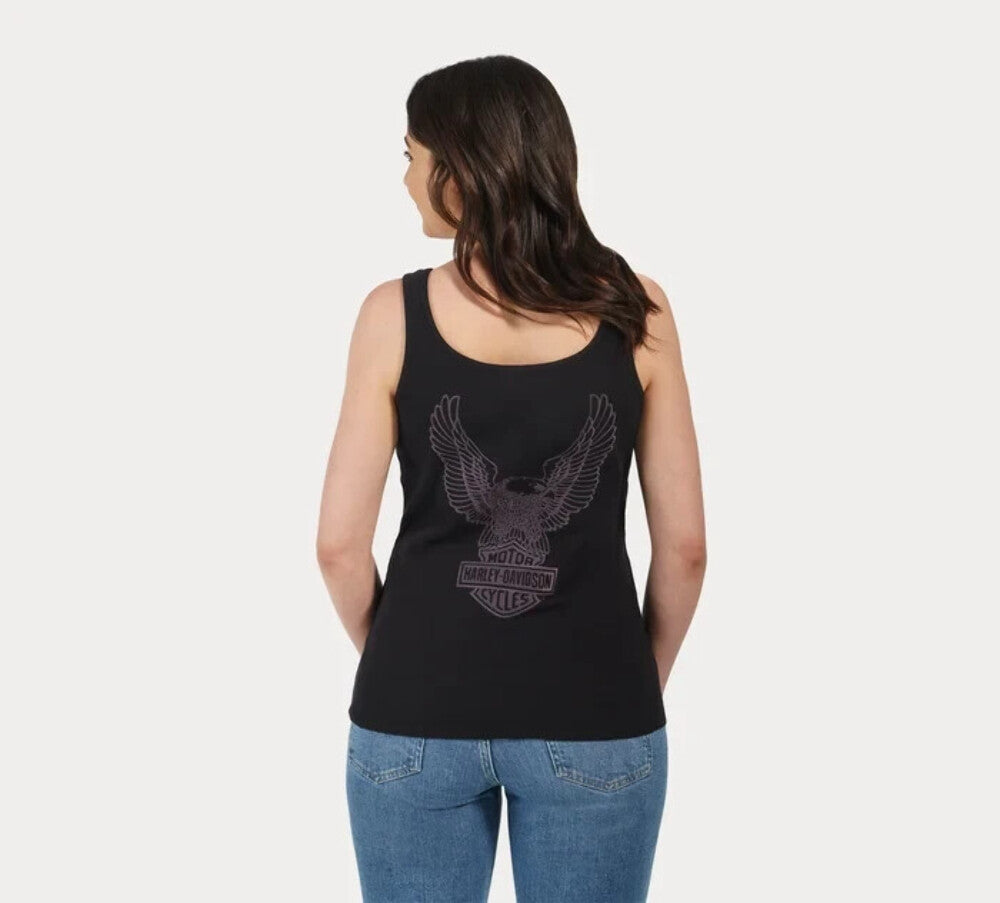 NEW HARLEY DAVIDSON 96217-23VW Women's Hometown Eagle Black Knit Tank XS