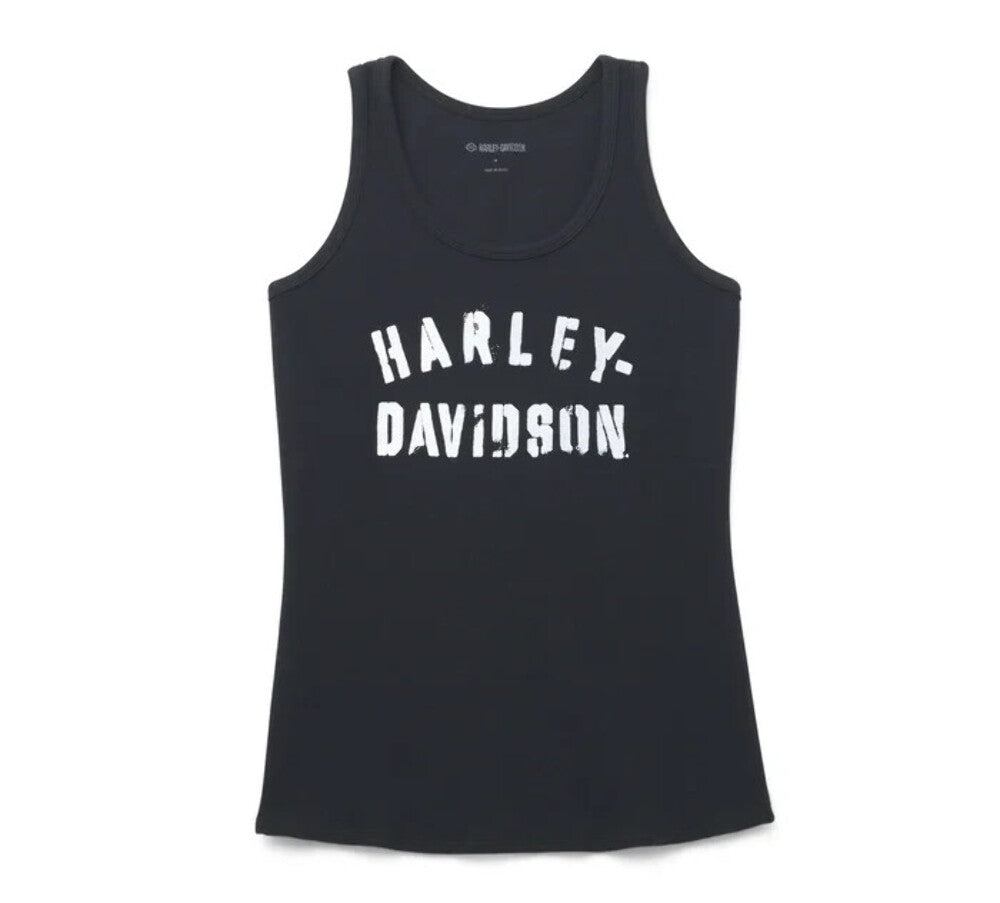 NEW GENUINE HARLEY DAVIDSON 96437-22VW WOMEN'S XSMALL BLACK Stencil Rib Tank