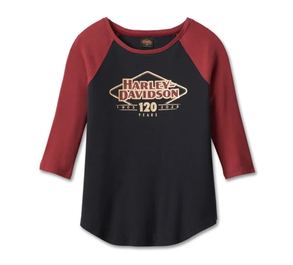 NEW HARLEY DAVIDSON 96682-23VW Women's 120 Anniv Speedbird Diamond Knit Top XS