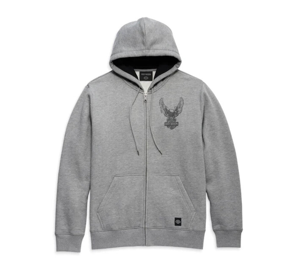 NEW HARLEY DAVIDSON 96009-23VM Men's Road Captain Zip Up Hoodie Grey Heather XL
