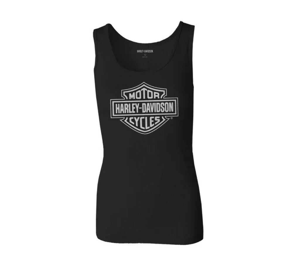 NEW HARLEY DAVIDSON 99105-22VW Womens Classic Bar Shield Knit Tank Blk Beauty L
