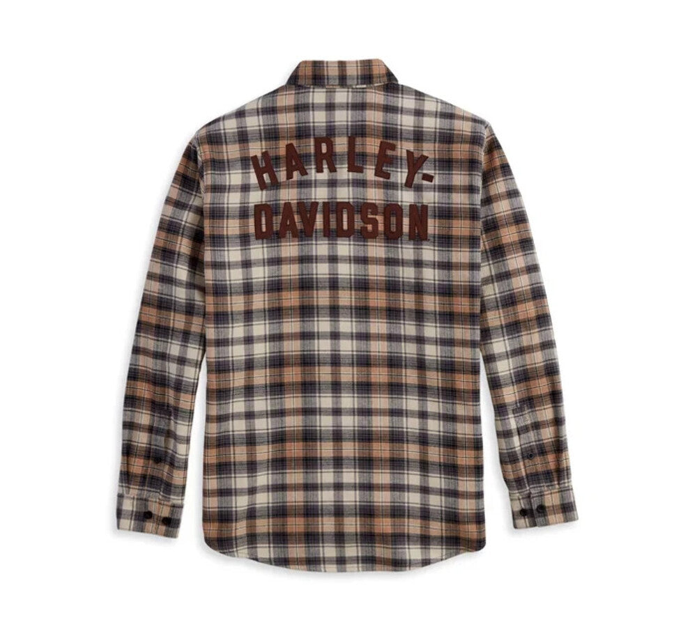 NEW GENUINE HARLEY DAVIDSON 96367-23VM Men's Brown Plaid Woven Shirt M