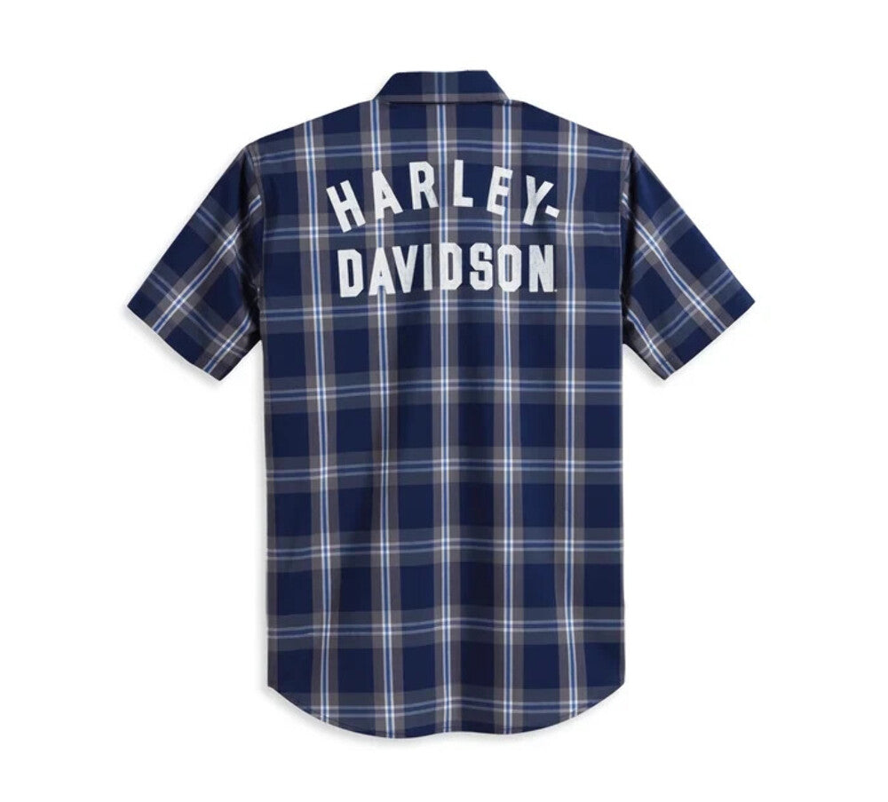 NEW GENUINE HARLEY DAVIDSON 96163-23VM Men's Staple Poplin Shirt Blue Plaid 4XL