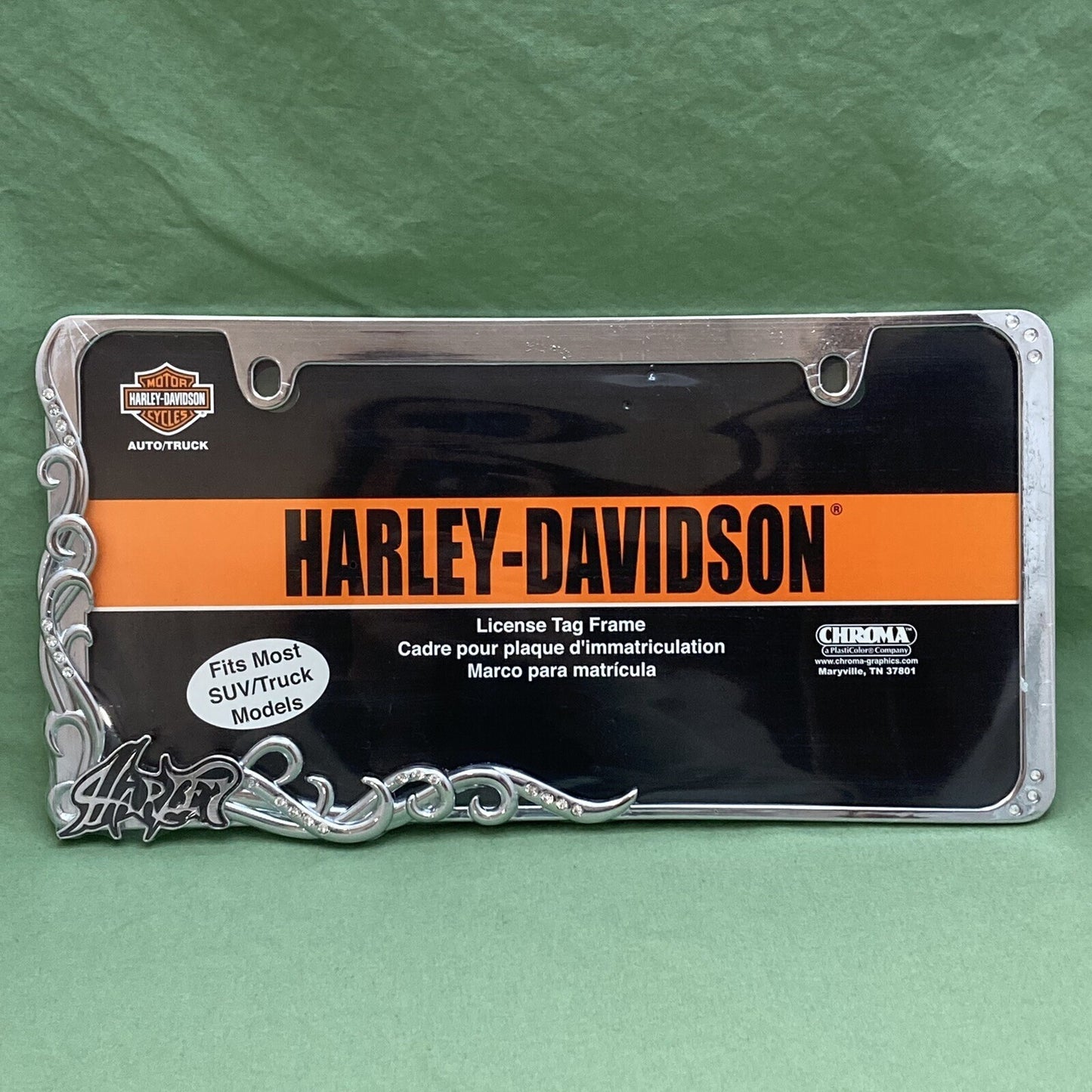 NEW GENUINE HARLEY DAVIDSON CG6333 RHINESTONE LICENSE PLATE FRAME