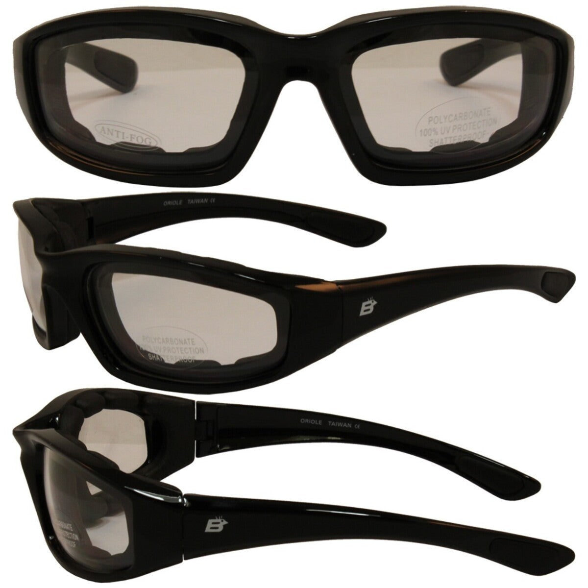 NEW BIRDZ EYEWEAR ORIOLESD BLACK FRAME CLEAR LENS GLASSES W/ EVA FOAM
