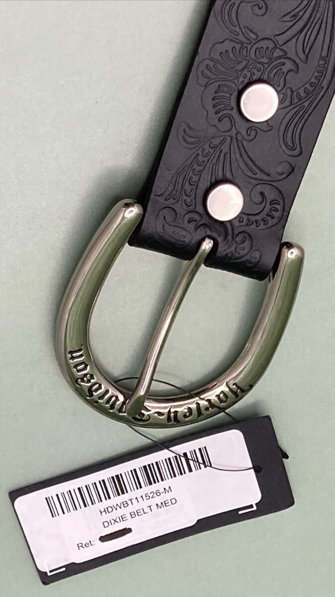 NEW HARLEY DAVIDSON HDWBT11526 WOMEN'S DIXIE EMBOSSED BLACK LEATHER BELT M