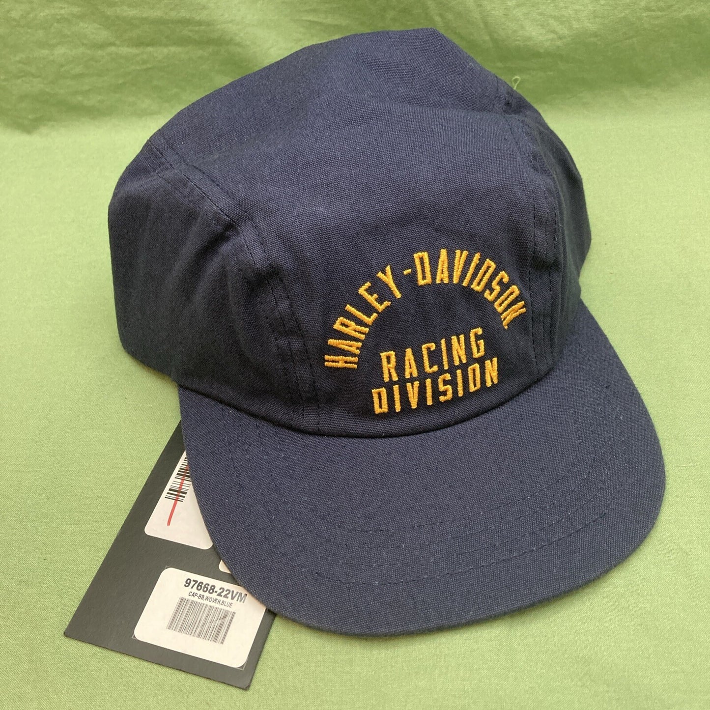 NEW HARLEY DAVIDSON 97668-22VM MEN'S ADJUSTABLE BB HD BLUE RACING CAP