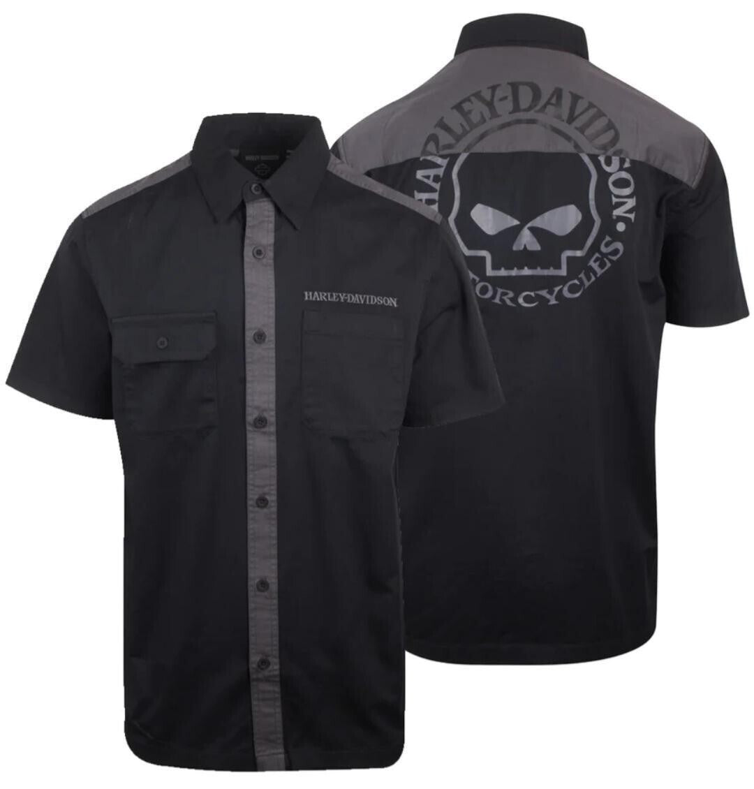 NEW GENUINE HARLEY DAVIDSON 96395-22VM MEN'S M WILLIE G SKULL WOVEN BLACK SHIRT
