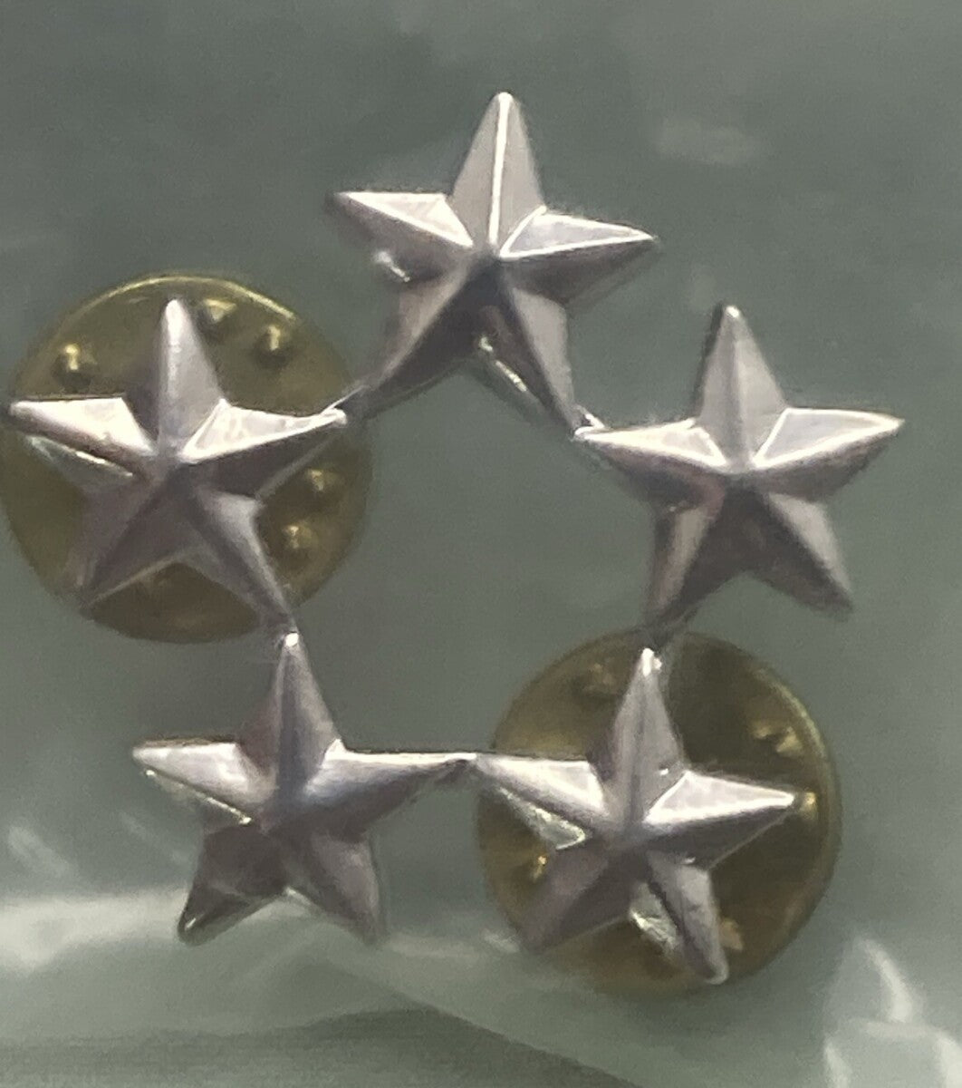 NEW GENUINE 5-STAR-SILVER TONE DOUBLE LAPEL / HAT PIN