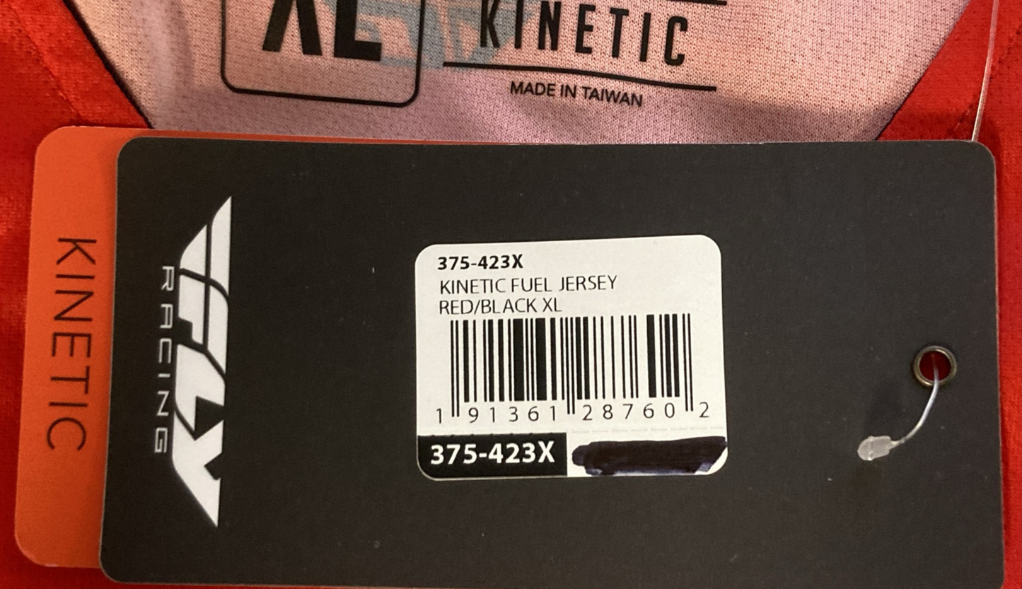 NEW GENUINE FLY RACING 375-423X KINETIC JERSEY RED/BLACK MENS XLARGE