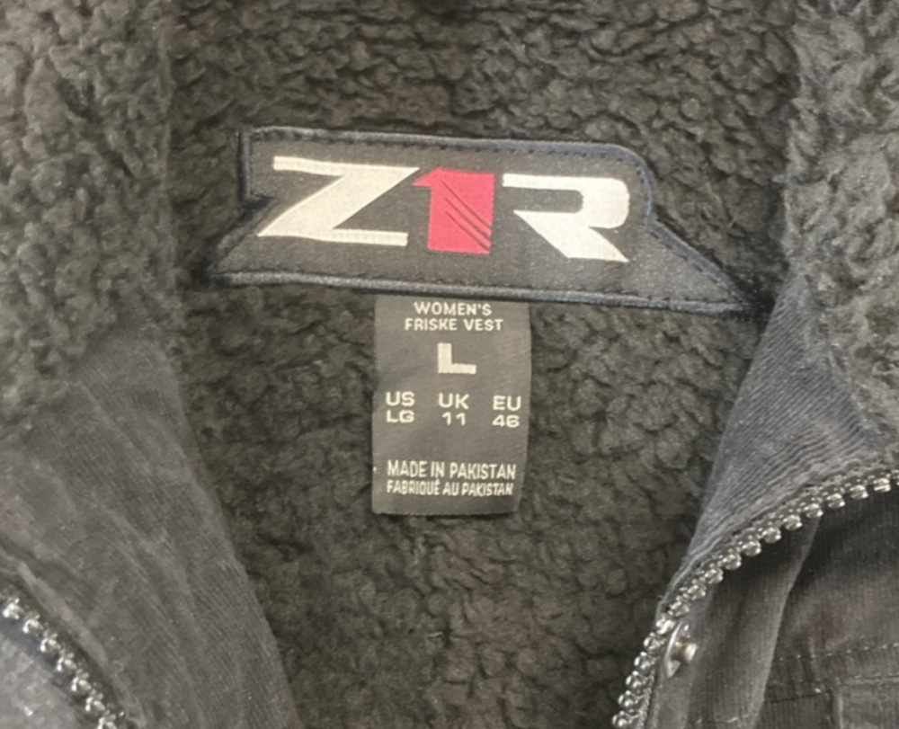 NEW GENUINE Z1R 2831-0093 FRISKE VEST BLACK CORDUROY/FLEECE WOMENS LARGE