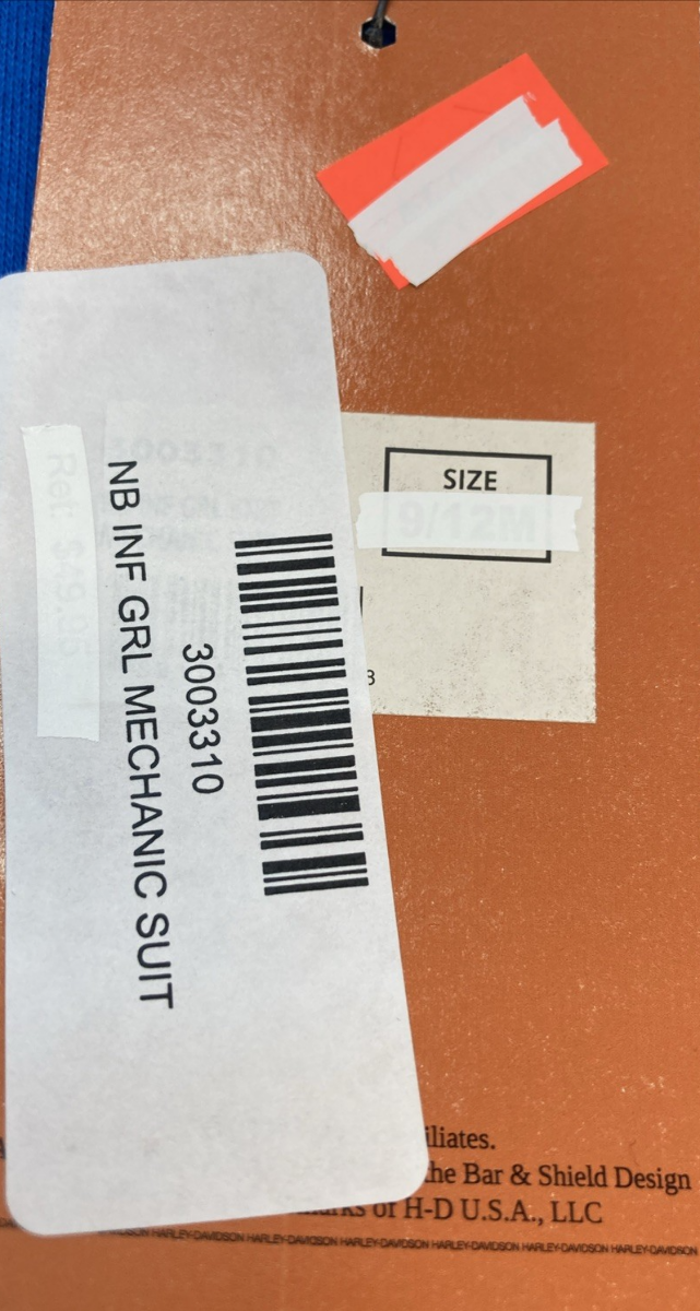 NEW GENUINE HARLEY DAVIDSON 3003310 GIRLS' 9/12M baby jumpsuit polo style