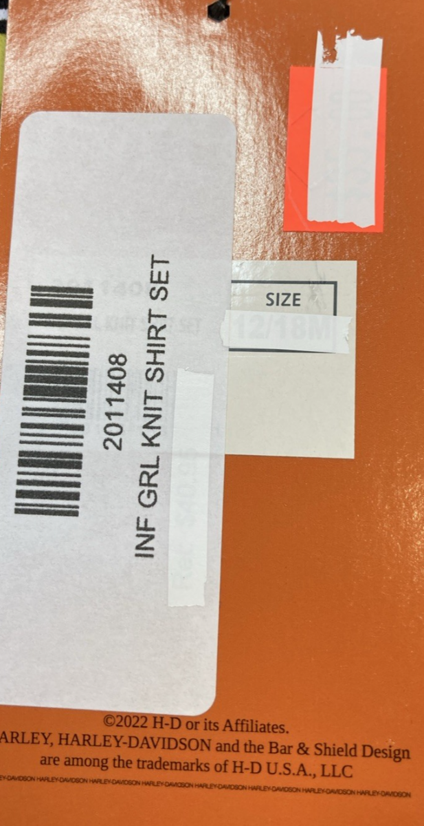 NEW GENUINE HARLEY DAVIDSON 2011408 GIRLS' 12/18M 2 Piece Infant Racing Knit Tee