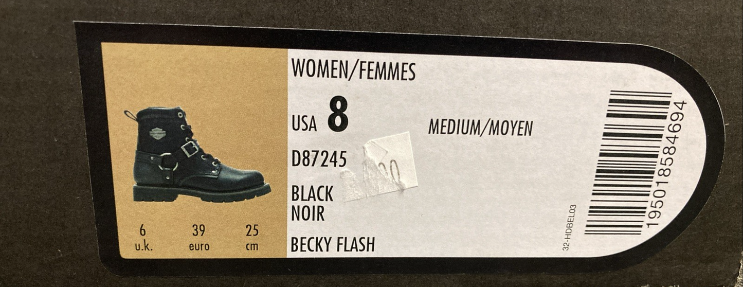 NEW GENUINE HARLEY DAVIDSON D87245 SIZE 8 WOMEN'S Becky Flash 6-Inch Motorcycle